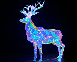 Décorations de Noël commerciales, cadre lumineux coloré en forme de renne, motif de famille de cerfs, lumière décorative intérieure et extérieure - Product Image 5