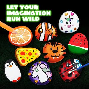 DIY Rock <b>Painting</b> Kit Creative Child Drawing Toy Colorful Acrylic Rocking Rock <b>Stone</b> Craft Paint Kits - Product Image 4