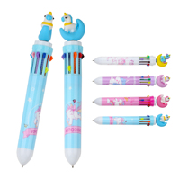 Promotion Stylo à bille en plastique 10 couleurs avec tête de licorne pour fournitures scolaires mignonnes Cadeau pour enfants Fournitures de bureau à domicile