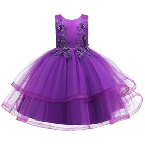 Girls Princess Dress Tulle Sleeveless Champagne Color For 110cm 120cm 130cm 140cm 150cm 160cm Height Kids Performance Evening - Product Image 5