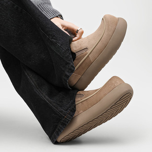 Novedad 2026: Mocasines de terciopelo para hombre con punta redonda y suela gruesa, sin cordones, informales, para ir al trabajo, de moda, cómodos, de cuero. - Product Image 5