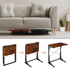 <b>Foldable</b> Multi Functional Side <b>Table</b> With <b>Wooden</b> Top And Metal Frame For Living Room Bedroom Or Home Office Use - Product Image 3