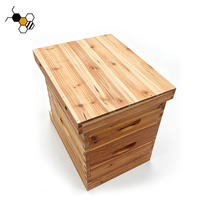 Ruche à abeilles à 2 niveaux, fabrication directe, avec disque d'entrée en plastique, en bois de sapin trempé dans la cire, pour pouponnière et super-ruche