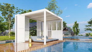 Pérgola inteligente de aluminio para exteriores LIHUE con marco de metal de madera tratada a presión para patio y jardín - Product Image 6