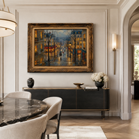 Peinture à l'huile de paysage urbain de Paris de style vintage de luxe, grande taille, peinture à l'huile de paysage personnalisée pour salon