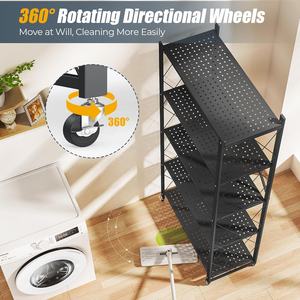 Estantes Metálicos para Cocina y Garaje, Estantes de Almacenamiento, Organizador, Estantería Metálica Plegable, Estantería para Armario, Soporte para Plantas <span class=keywords><strong>con</strong></span> <span class=keywords><strong>Ruedas</strong></span> - Product Image 4