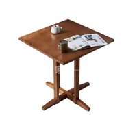 Mesa de Centro de Madera Maciza Vintage con Base de Trípode de Listones Verticales, Estilo Minimalista Wabi-Sabi, Mueble Decorativo para Sala de Estar