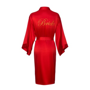 Custom Logo Women's Satin Robe Silk Kimono Bathrobe for Bride Bridesmaids Wedding Party Loungewear