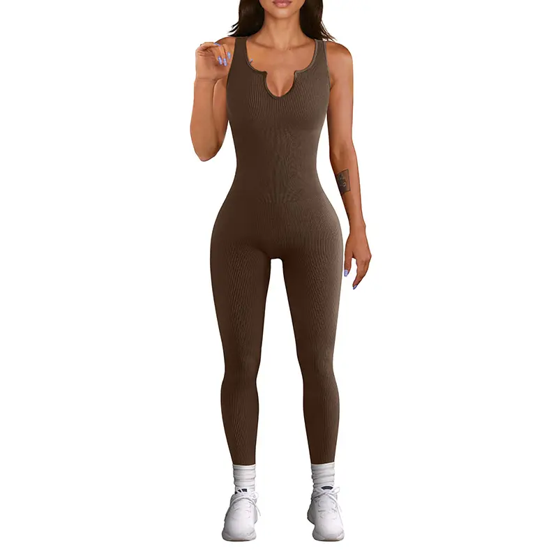 Women's Yoga Ribbed Jumpsuit Sexy One Piece Tank Top Fashion Jumpsuits