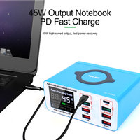 Chargeur rapide intelligent Relife RL-304S 1+8, chargeur USB, charge sans fil 15W, double QC3.0 et chargeur rapide 45W avec 8 ports