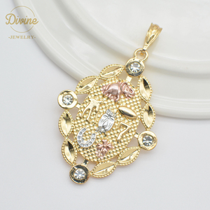 Commercio all'ingrosso in <span class=keywords><strong>oro</strong></span> rosa 14K tricolore <span class=keywords><strong>Oro</strong></span> Elefante Fortunato A Ferro di Cavallo Clover Owl Sette del pendente - Product Image 4