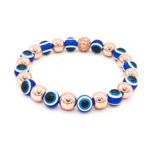 Sıcak satış moda mavi göz Evil Fatima el bilezikler kadın erkek hematit için renkli boncuklu bilezikler - Product Image 4