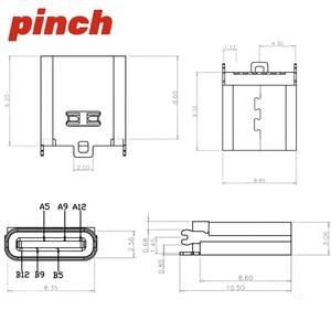 Conector USB Tipo C Hembra 6P SMT de Montaje Vertical para Placa PCB - Product Image 3