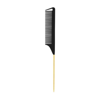 Logo personnalisé salon de précision style acier or poignée plastique tressage queue de rat cheveux pointu carbone peigne de séparation
