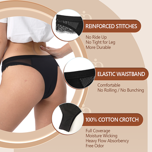 RTS 4 Capas Encaje Cullote Menstruelle Bambú A Prueba De Fugas Incontinencia Bikini Low Rise Bragas Menstruales Tangas Encaje Periodo Tangas - Product Image 3