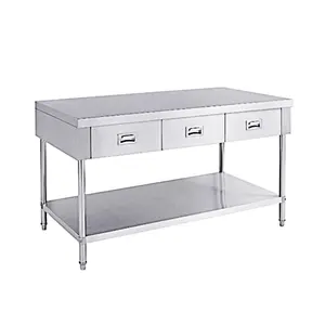 S056 Restaurant Stainless Kitchen Industrial Steel Work Table With 3 Drawers