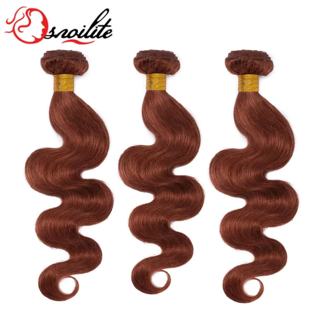 color 33 dark auburn remy brazilian 3 hair bundles body wave