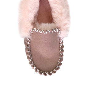Cuir véritable Laine Femmes Chaussures Plates Mérinos Shearling Mocassins Casual Loafers EVA Plus Size Fur Winter Shoes rose Boots - Product Image 5