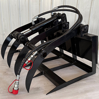 Grappin hydraulique pour broussailles et racines, pour mini-chargeuses, idéal pour l'agriculture forestière, l'aménagement paysager et le déblaiement des déchets