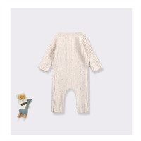 Barboteuse en tricot privé à pois, 1 pièce, printemps-automne, vêtements pour nouveau-né, pour garçons et filles, combinaison boutonnée à manches longues et col en O pour bébé