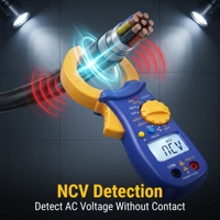 Multimeter Digital Clamp 33mm, Pembukaan 33mm, Arus AC 400A, Tegangan AC/DC 500V, Penguji Tegangan, Uji Dioda NCV, Buzzer, Lampu Latar, Penyimpanan Data, Low