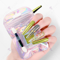 Poudre à ongles Aurora colorée Newby, poudre acrylique holographique, poudre magique miroir chromée avec paillettes et liquide
