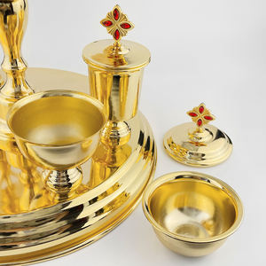 Penjualan pabrik perlengkapan Gereja Piringan Emas lapisan kualitas tinggi Set piring Vigil malam Gereja Set jam malam - Product Image 3