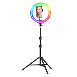 זול מחיר 12inch 30cm selfie ringlight rgb led עם 1.6m/2.1m חצובה stand טבעת אור עבור איפור אמן מוצר צילום