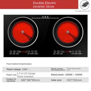 Table de cuisson à induction double concave en céramique 3500W, brûleur unique, cuisinière électrique commerciale pour wok, boîtier en acier inoxydable, commande tactile - Product Image 3