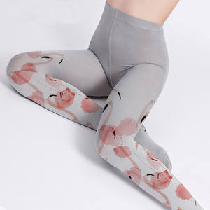 Socksmate 사용자 정의 디지털 인쇄 플라밍고 그레이 크리스마스 스타킹 승화 원활한 스타킹 광택 스판덱스 무리 팬티 스타킹 - Product Image 5