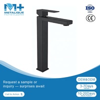 Keran Wastafel Kamar Mandi Metalique 350004-BK Matte Black, Model Deck-Mounted, Anti Karat, Bahan Stainless Steel 304, Modern, Tuas Tunggal