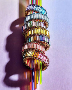 女性のためのカラフルなクリスタルジルコンアクリルジオメトリリング結婚披露宴ブライダルプロミスクラウンリングガールINSジュエリー - Product Image 4