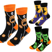 Chaussettes tendance pour couples, style décontracté, chaudes, absorbantes et désodorisantes, motif tête de citrouille amusante, pour l'automne et l'hiver