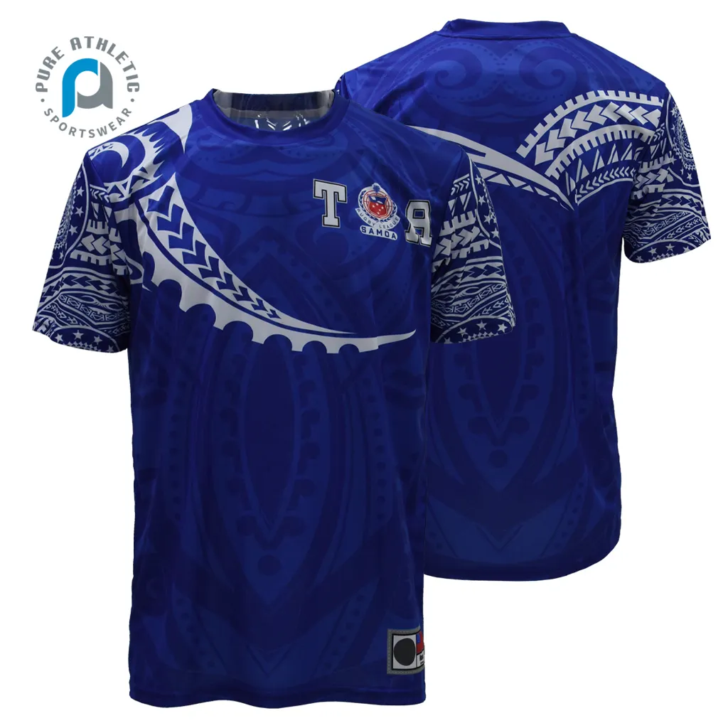 Чистая Высококачественная сублимированная татуировка, мужские футболки для регби Самоа, сетчатые тренировочные футболки, оптовая продажа, Спортивная футболка для бега