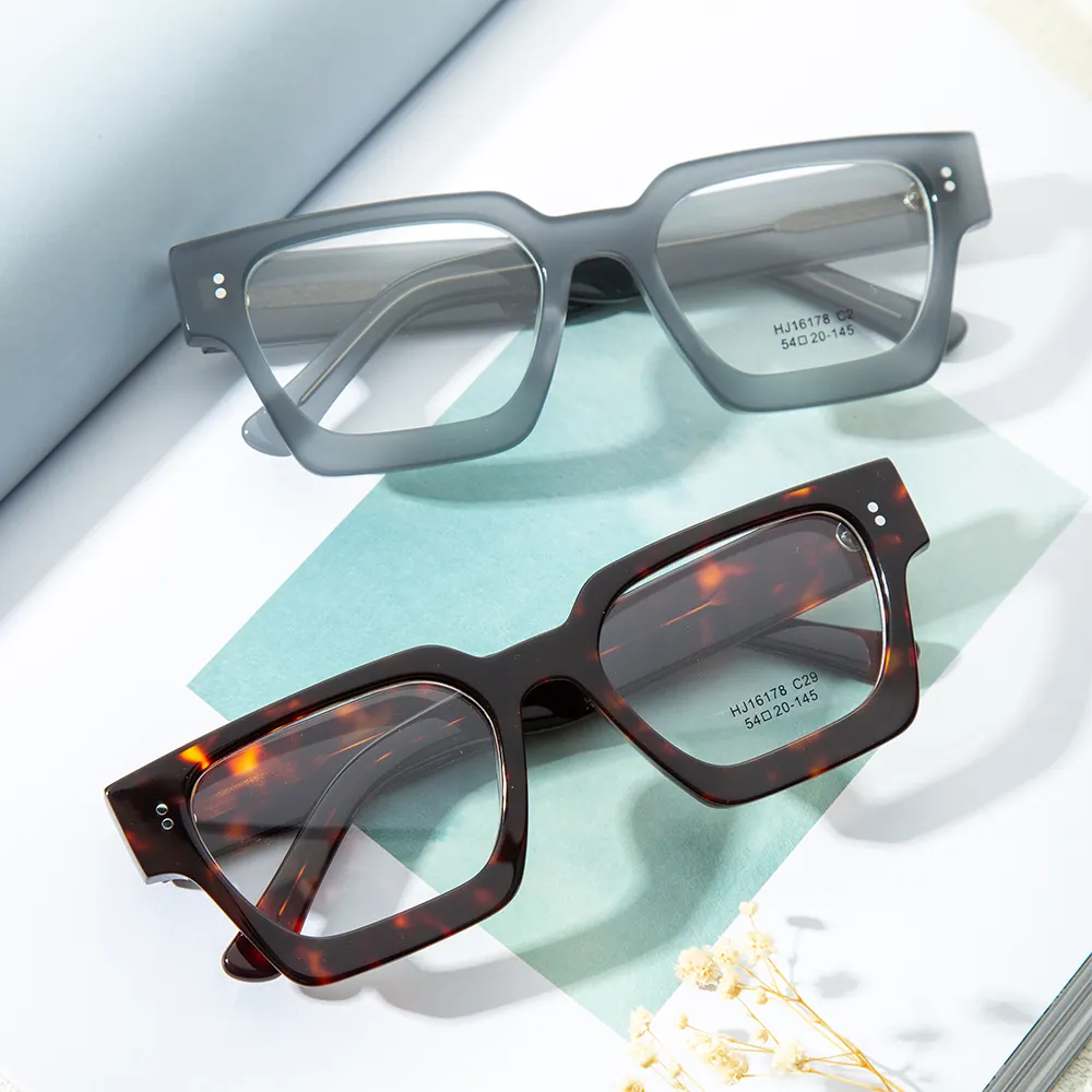 Gafas ópticas de acetato grueso de moda de alta calidad para mujer, monturas de gafas para hombres, gafas de acetato cuadradas de gran tamaño al por mayor