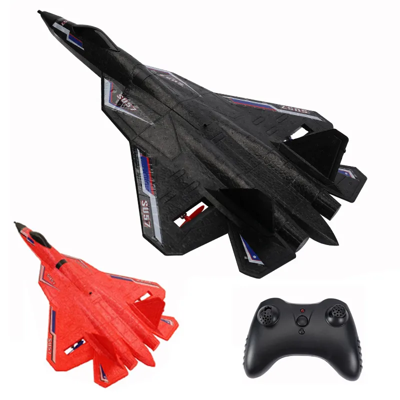 2022 New Rc Plane SU 57 Radio Controlled Airplane with Light Fixed Wing Hand Throwing Foam Electric Remote Control Plane