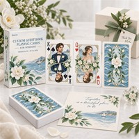 Cartes de jeu personnalisées écologiques pour livre d'or de mariage, portrait de couple personnalisé en aquarelle, thème Jardin de Californie