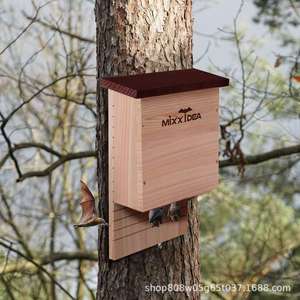 บ้านค้างคาวไม้ทรงสี่เหลี่ยมผืนผ้า Mixxidea สำหรับสวนกลางแจ้ง ทนทาน ทำจากไม้เนื้อแข็ง เป็นที่อยู่อาศัยสำหรับค้างคาว - Product Image 3