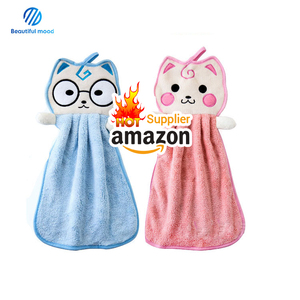 Cute Microfiber Coral Velvet Hand Towel Quick-Dry Multi-Purpose <strong>Kitchen</strong> Hanging Cleaning <strong>Cloth</strong> Woven in Lovely Plain Style - Product Image 2