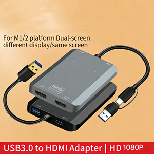 Convertitore USB 3.0 a doppio HDMI HD, compatibile con lettori MP3, monitor portatili, calcolatrici, registratori a cassette e cronologia di navigazione - Product Image 6