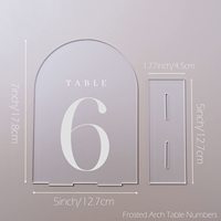 Lot de 20 numéros de table en acrylique givré 1-20 5 "x 7" porte-signe de table de mariage décoration de pièce maîtresse de table chic