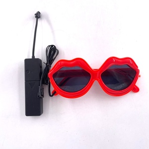 Trang trí nội thất môi hình dạng kính mát Womens khung nhỏ không thường xuyên kính mát EL ánh sáng <span class=keywords><strong>LED</strong></span> kính cho Đảng - Product Image 1