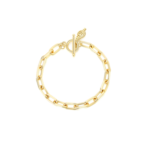 New Fashion Vintage 925 Sterling Silver 18K Gold Plated Knot <b>T</b>-<b>Bar</b> Paperclip Link <b>Bracelet</b> for Gift Party - Product Image 1