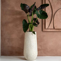 Pot Tanaman Fiberclay Besar Retro untuk Dalam Ruangan, Pot Taman, Pot Tanaman Luar/Dalam Ruangan, Pot Tanaman Bulat untuk Penggunaan di Lantai Teras Villa