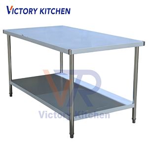 VICTORY KITCHEN 201 Banco de Trabajo de Acero Inoxidable de 2 Niveles para Condimentos, 0.8mm, Capacidad de 300KG, Modelo VCT para Mesa de Laboratorio con Patas - Product Image 5