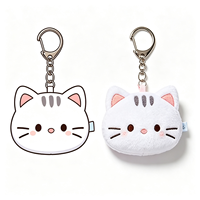 Porte-clés en peluche tête de chat mignon en gros, mini-animaux en peluche doux, breloques de sac, jouets personnalisés en peluche pour cadeau