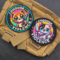 Patchs brodés aux couleurs vives, motifs animaux mignons (grenouilles, chats avec couteau) style VIOLENCE, appliques amusantes pour sacs et vestes