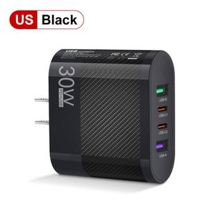 Standard 30W 3.5A 2USB 2 <b>Type</b>-<b>C</b> QC3.0 Fast Charging Cell Phone Charger Multi-Interface European American British Travel Head - Product Image 5