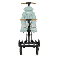 Poussette bébé Abon BS1698 légère en aluminium pliable 4 en 1, roues en tissu EVA, design multifonctionnel, ceinture de sécurité à cinq points