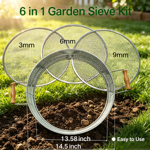 <span class=keywords><strong>Tamis</strong></span> de jardin en gros pour la vente en usine avec manche en bois, <span class=keywords><strong>tamis</strong></span> métallique robuste <span class=keywords><strong>à</strong></span> mailles interchangeables de 3/6/9 mm pour le <span class=keywords><strong>compost</strong></span> - Product Image 2
